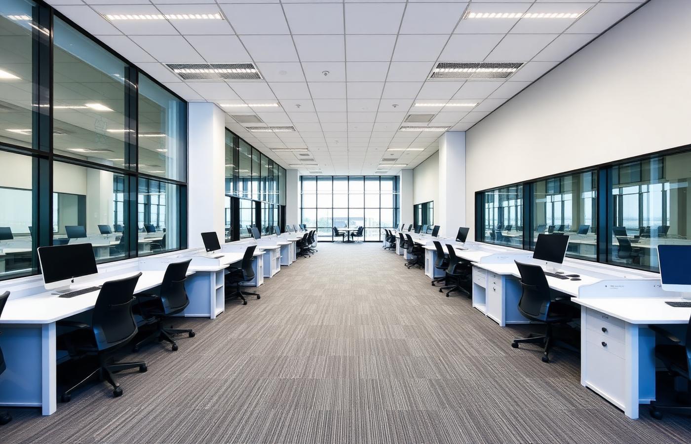 Corporate open-plan office after professional cleaning